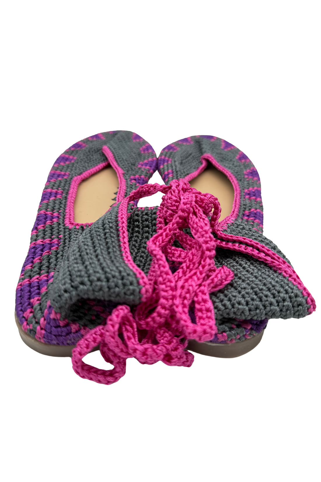 BALLERINE AU CROCHET GRIS-VIOLET