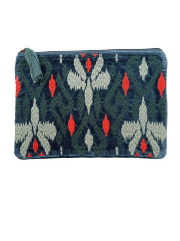 CARTERA DE MANO BORDADA AZUL PETRÓLEO