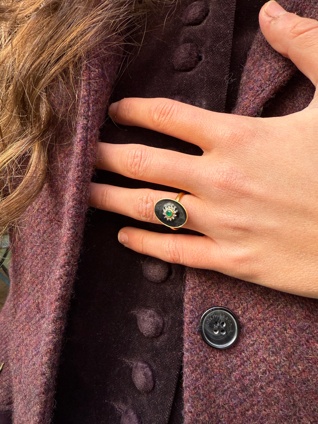 Bague ovale verte