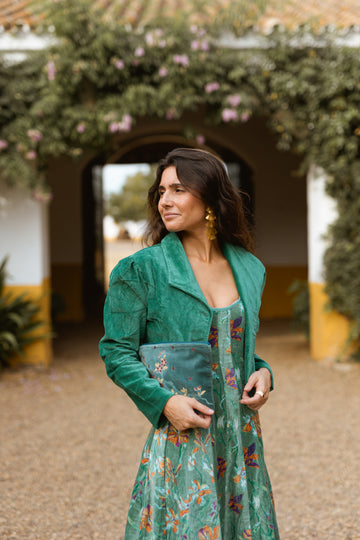 CHAQUETA CORTA TERCIOPELO VERDE