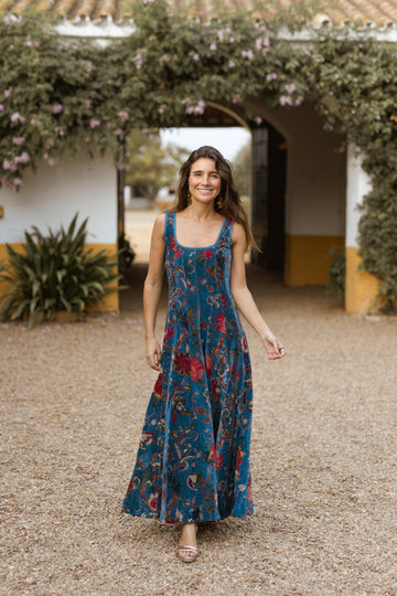 ROBE EN VELOURS BLEU