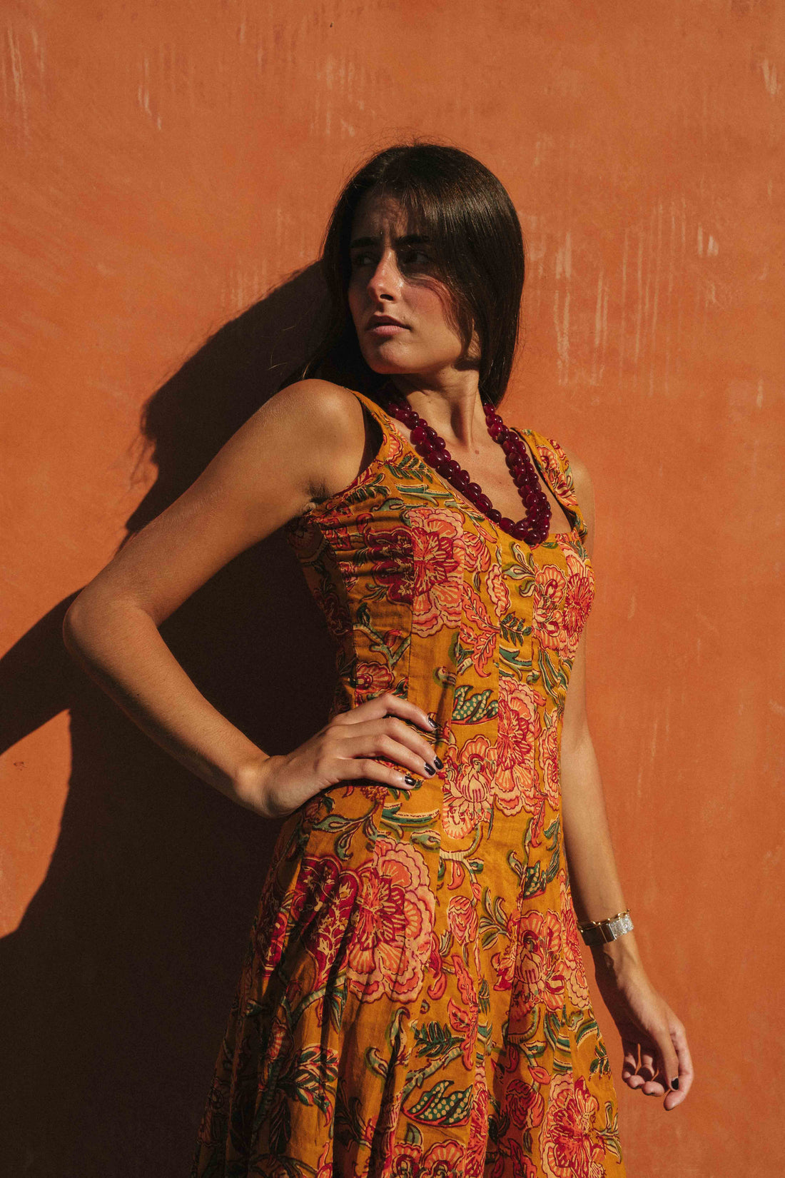 VESTIDO ALGODÓN OCRE