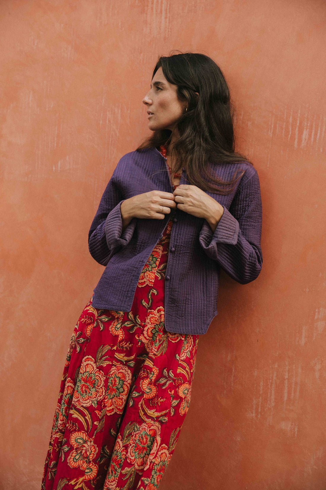 CHAQUETA SEDA MORADA