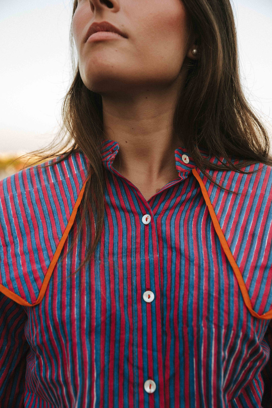 CHEMISE À RAYURES BORDEAUX