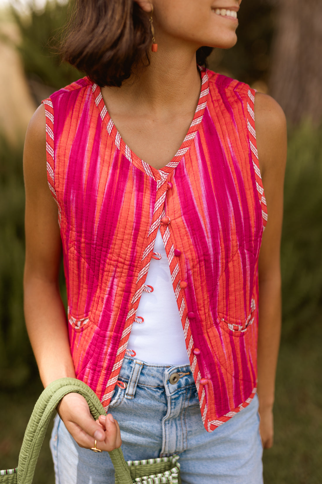 CHALECO IKAT ROSA