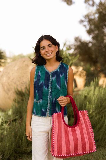 CHALECO IKAT AZUL