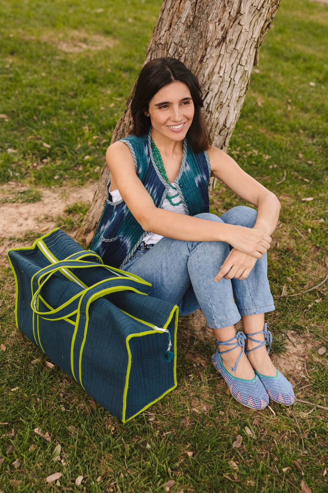 MALETA Y NECESER VERDE Y LIMA