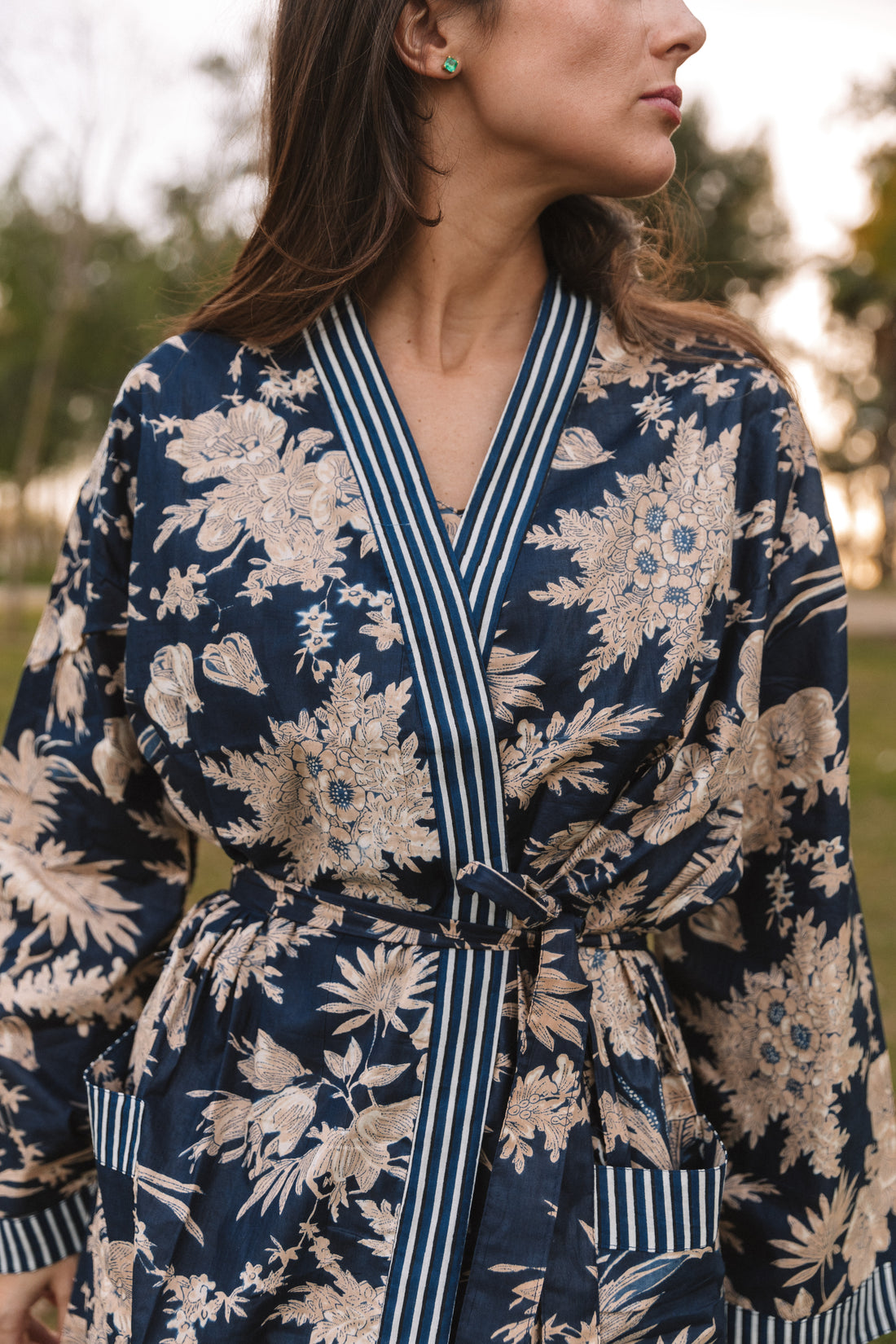 KIMONO ALGODÓN AZUL MARINO