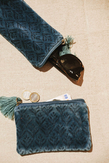 MONEDERO TERCIOPELO AZUL