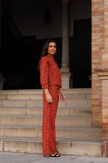PANTALÓN ESTAMPADO NARANJA