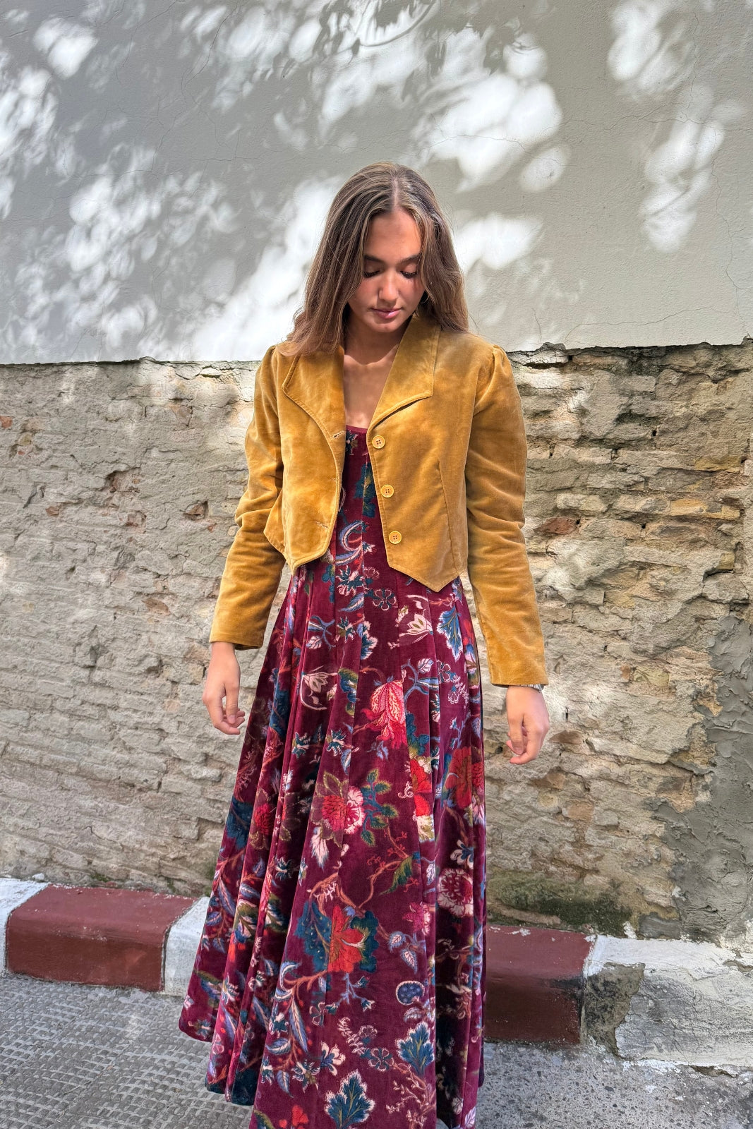 VESTIDO TERCIOPELO BERENJENA