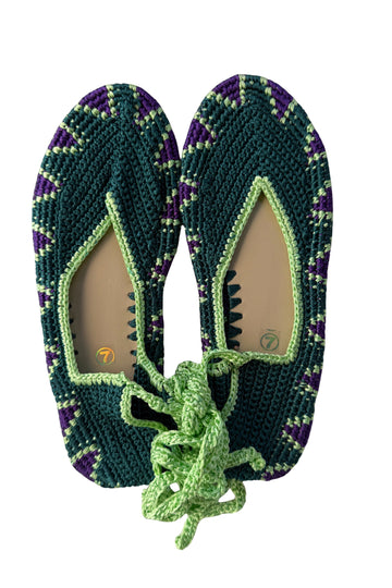 BALLERINE AU CROCHET VERTE - VIOLETTE