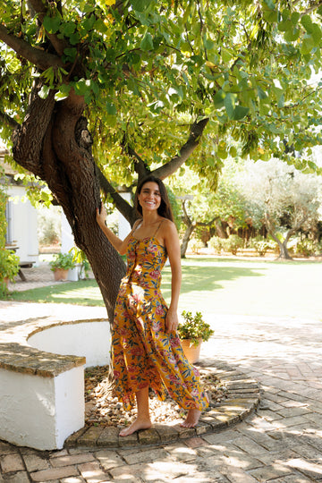 TOP SEDA ESTAMPADO MOSTAZA