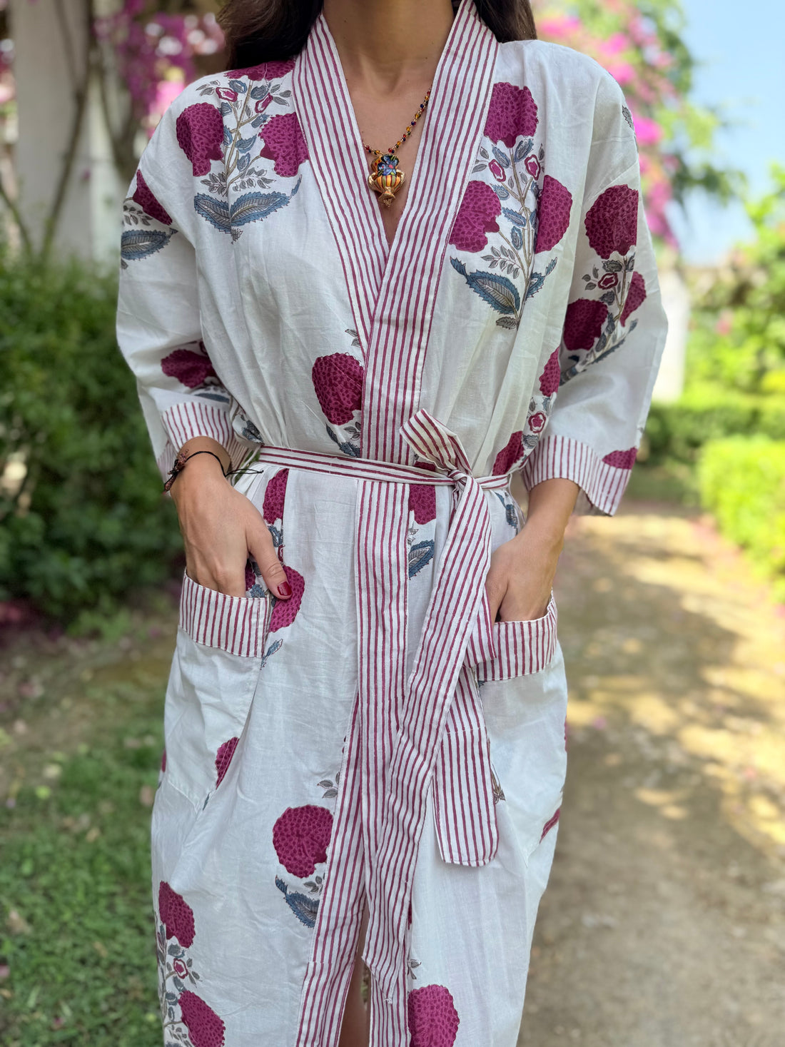KIMONO ALGODÓN FLORES BUGANVILLA
