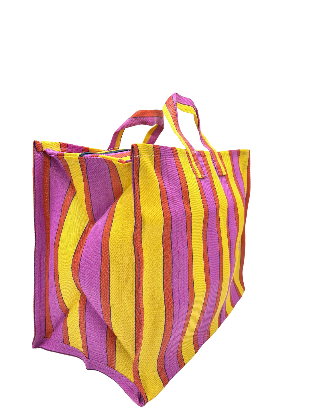 BOLSA NYLON RAYAS AMARILLA, ROSA Y NARANJA