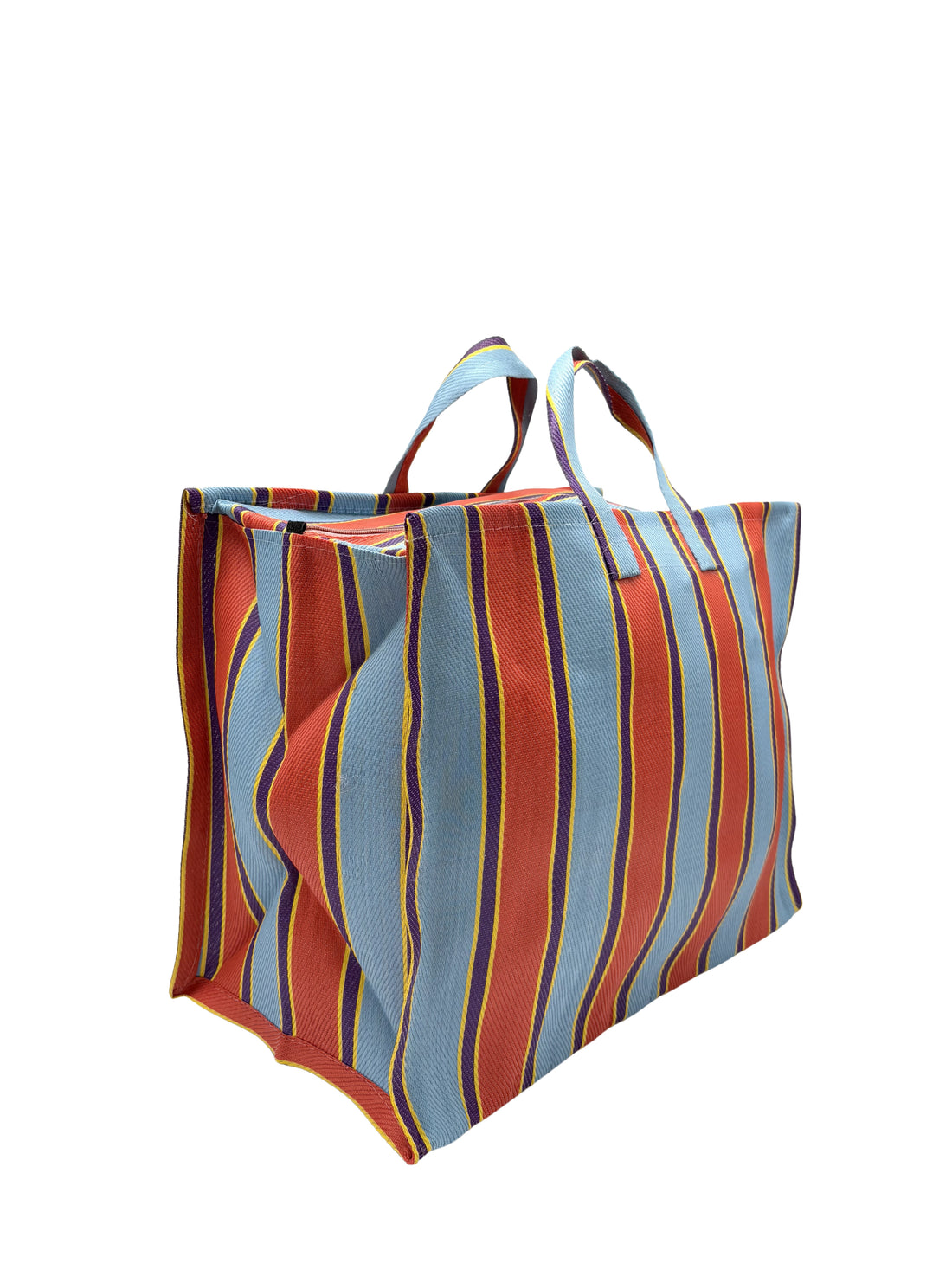 BOLSA NYLON RAYAS AZUL Y NARANJA