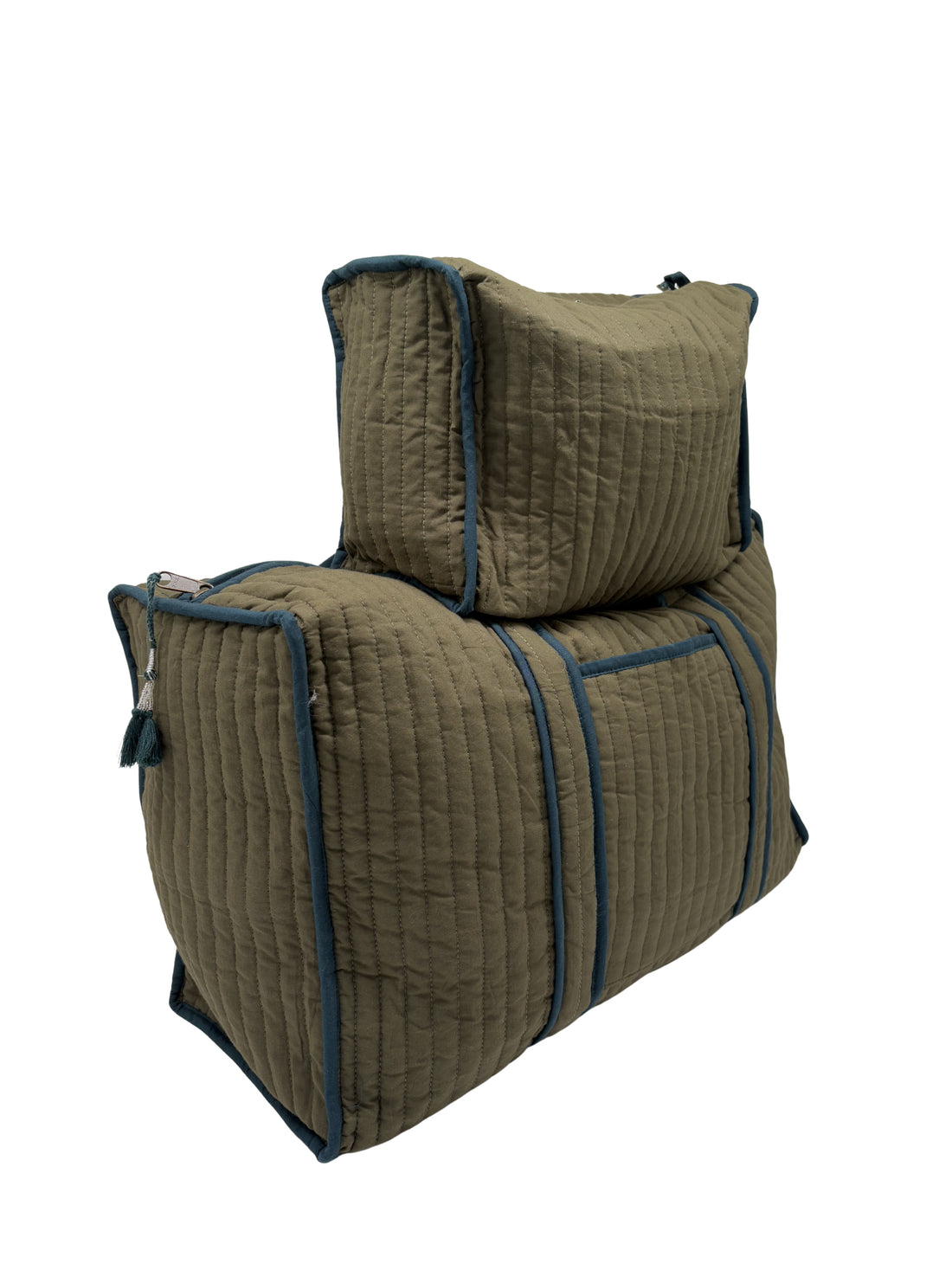 MALETA Y NECESER VERDE CAQUI Y PETRÓLEO