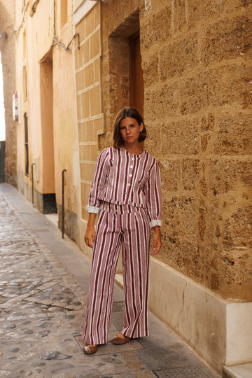 PANTALÓN RAYAS BERENJENA