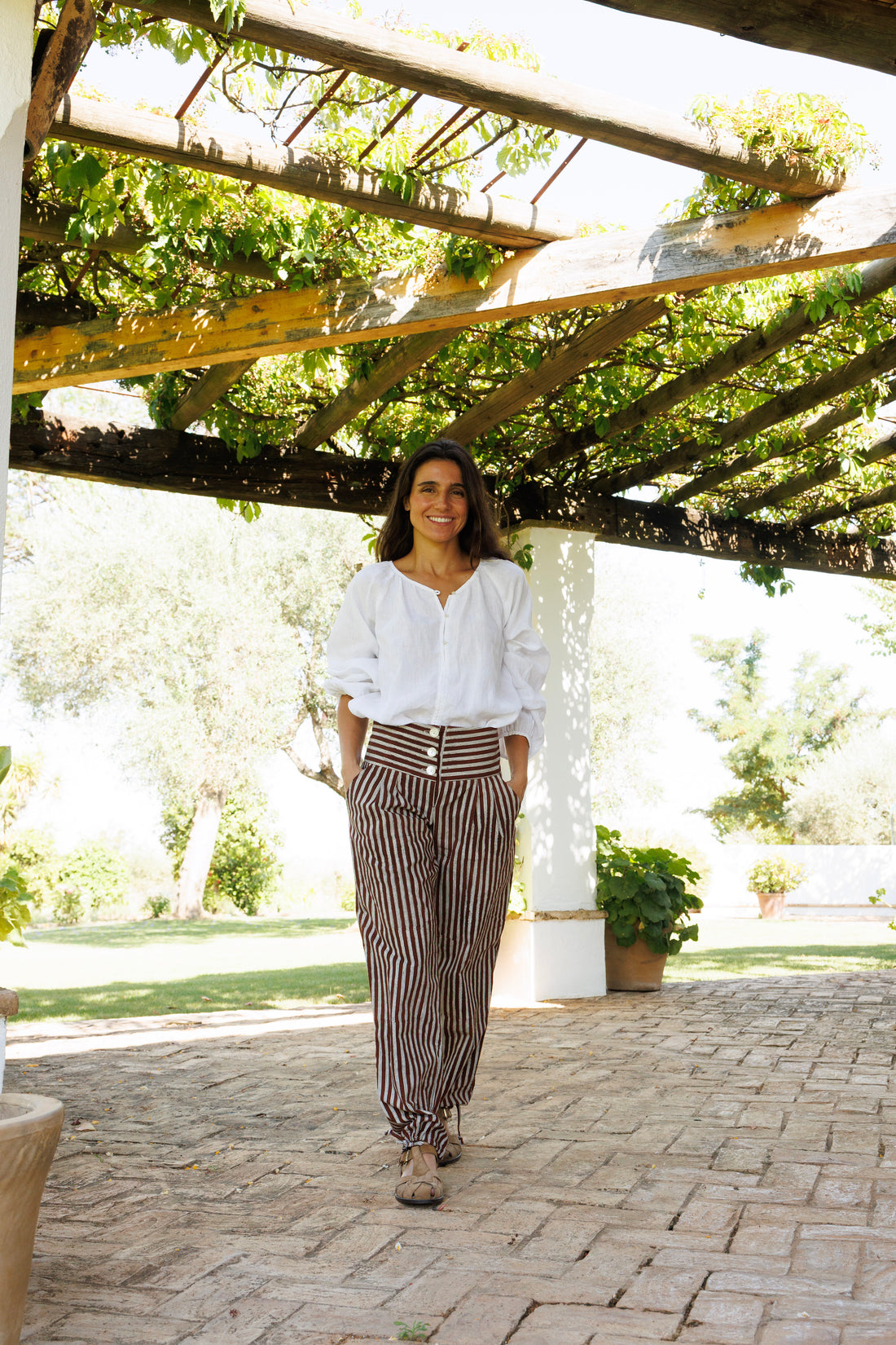 GREEN STRIPED PANTS