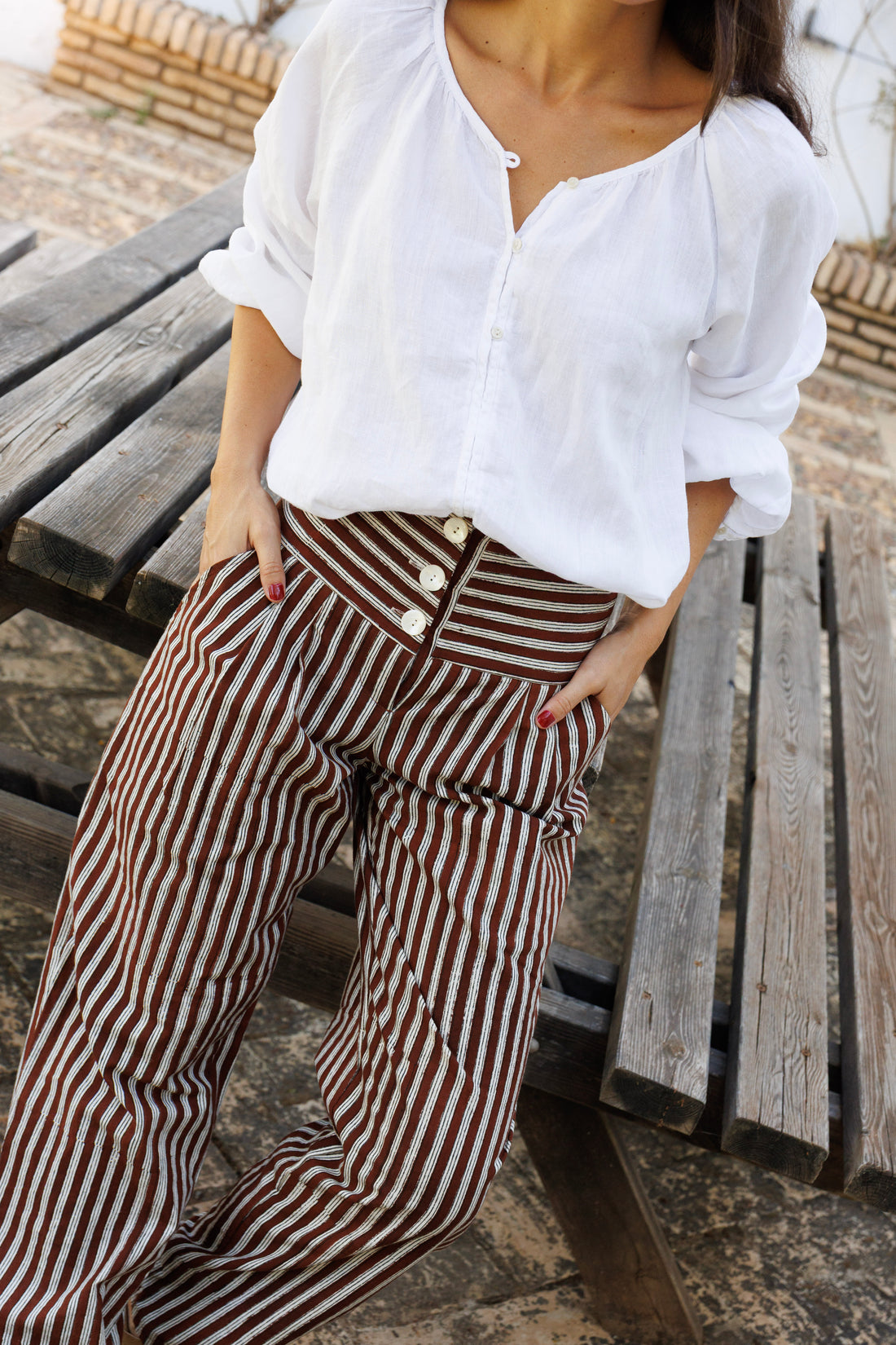 BROWN STRIPED TROUSERS