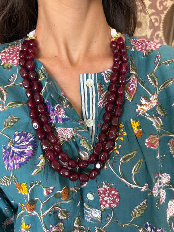 Collar Piedras Burdeos