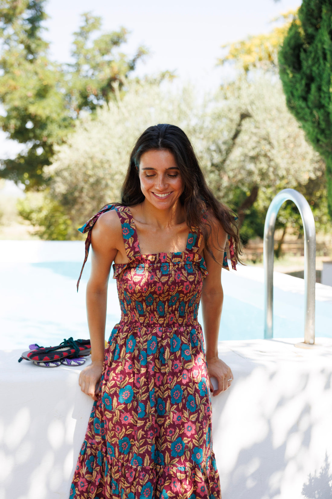 VESTIDO MAGENTA FLORES
