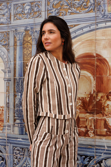 BROWN STRIPED TROUSERS