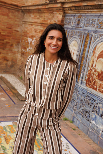 CHAQUETA RAYAS MARRÓN