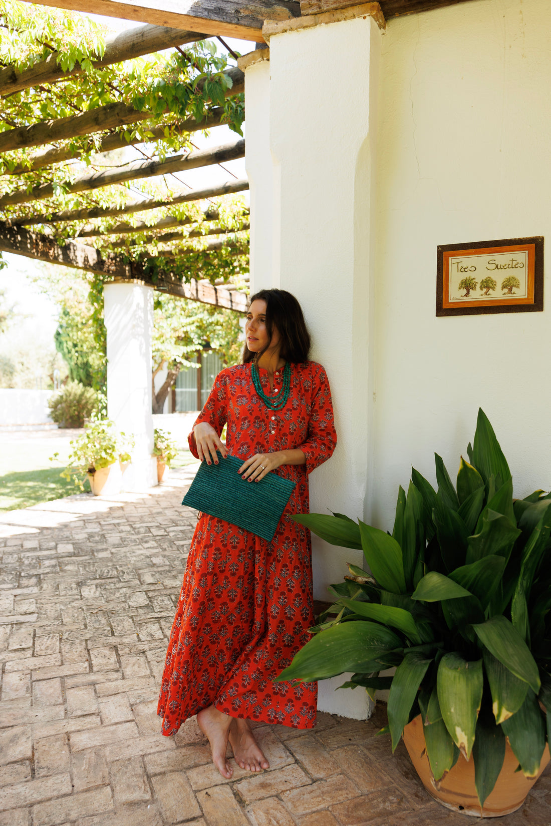 VESTIDO FLORES NARANJA