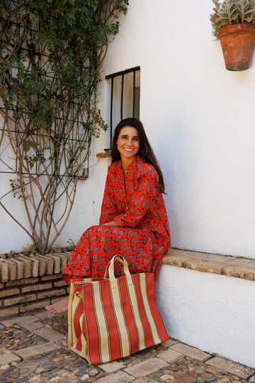 BOLSA NYLON RAYAS NARANA Y AMARILLA