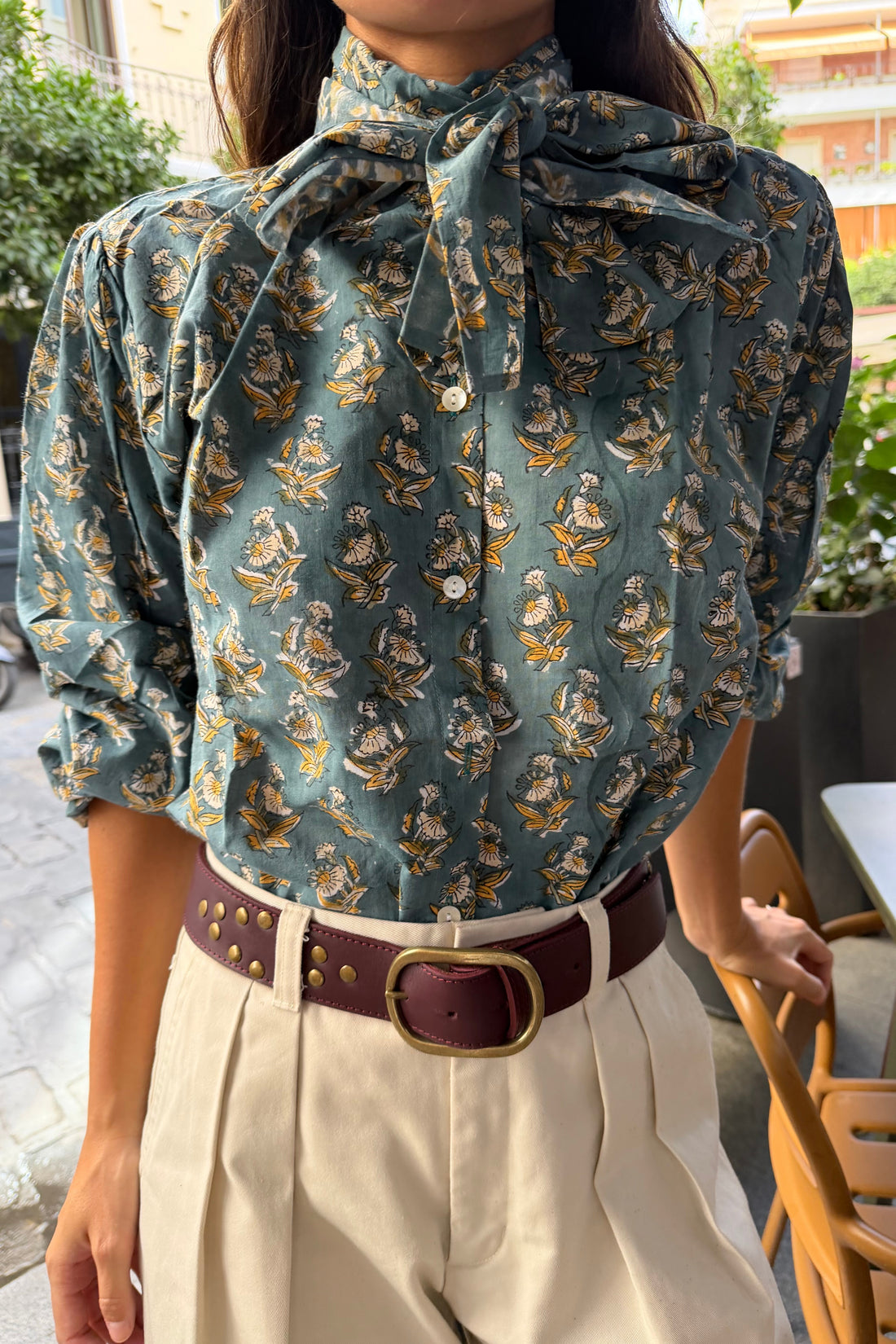 CHEMISE IKAT MARRON
