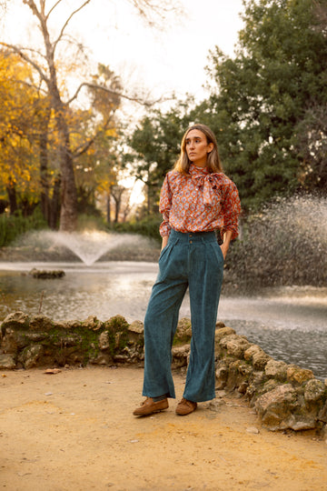 PANTALÓN PANA AZUL PETRÓLEO