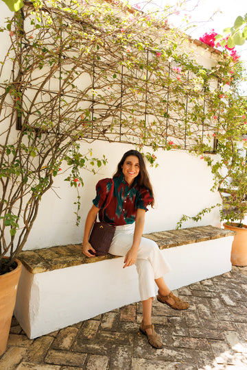 BURGUNDY AND GREEN IKAT SHIRT