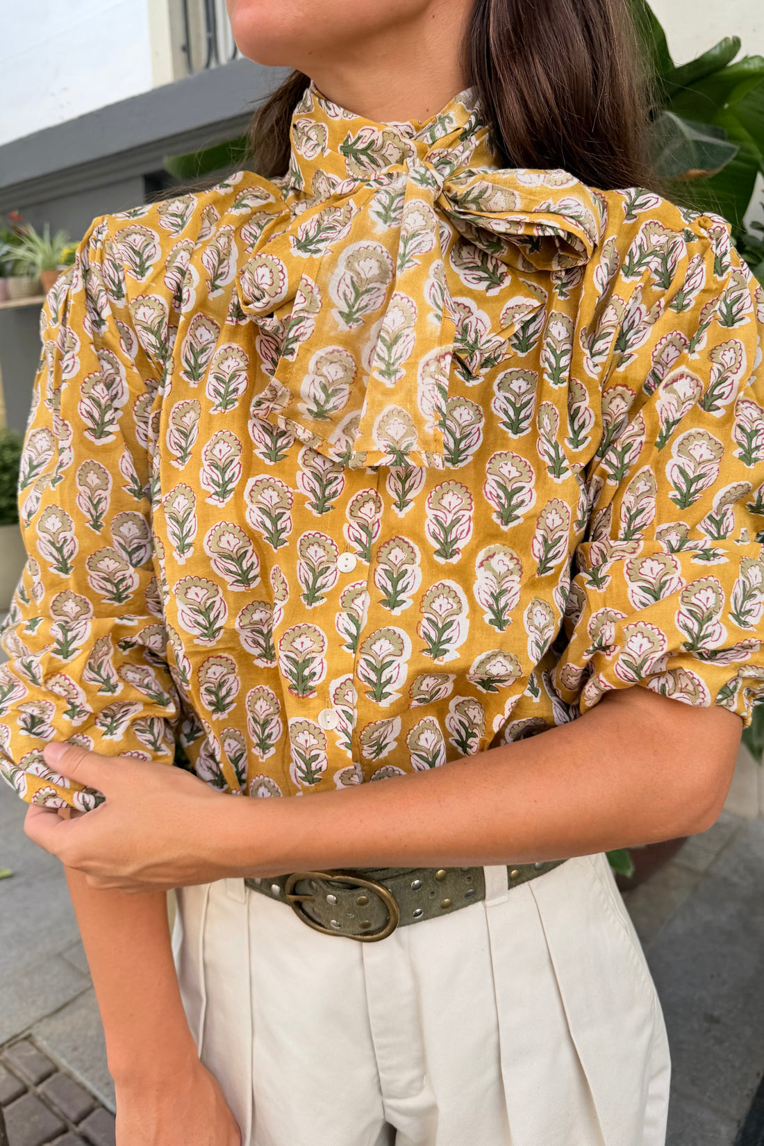 CHEMISE IKAT MARRON