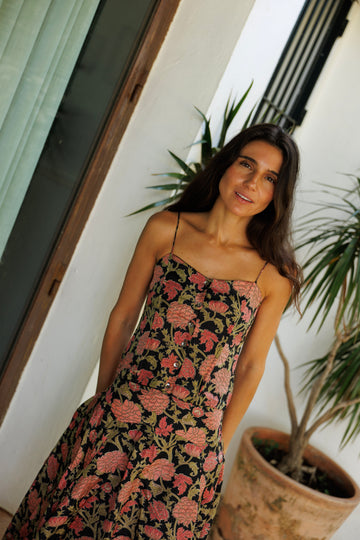 TOP SEDA ESTAMPADO NEGRO