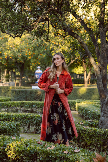 VESTE EN VELOURS NOIR ET VIOLET