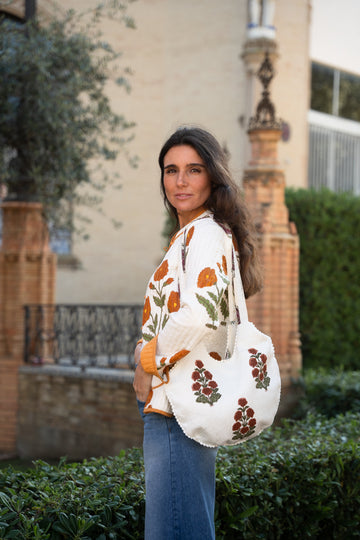 IKAT SUITCASE AND TOILETRY BAG IN PURPLE AND OCHRE