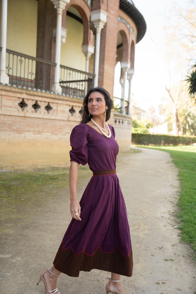 TOP Y FALDA BUGANVILLA Y MARRÓN