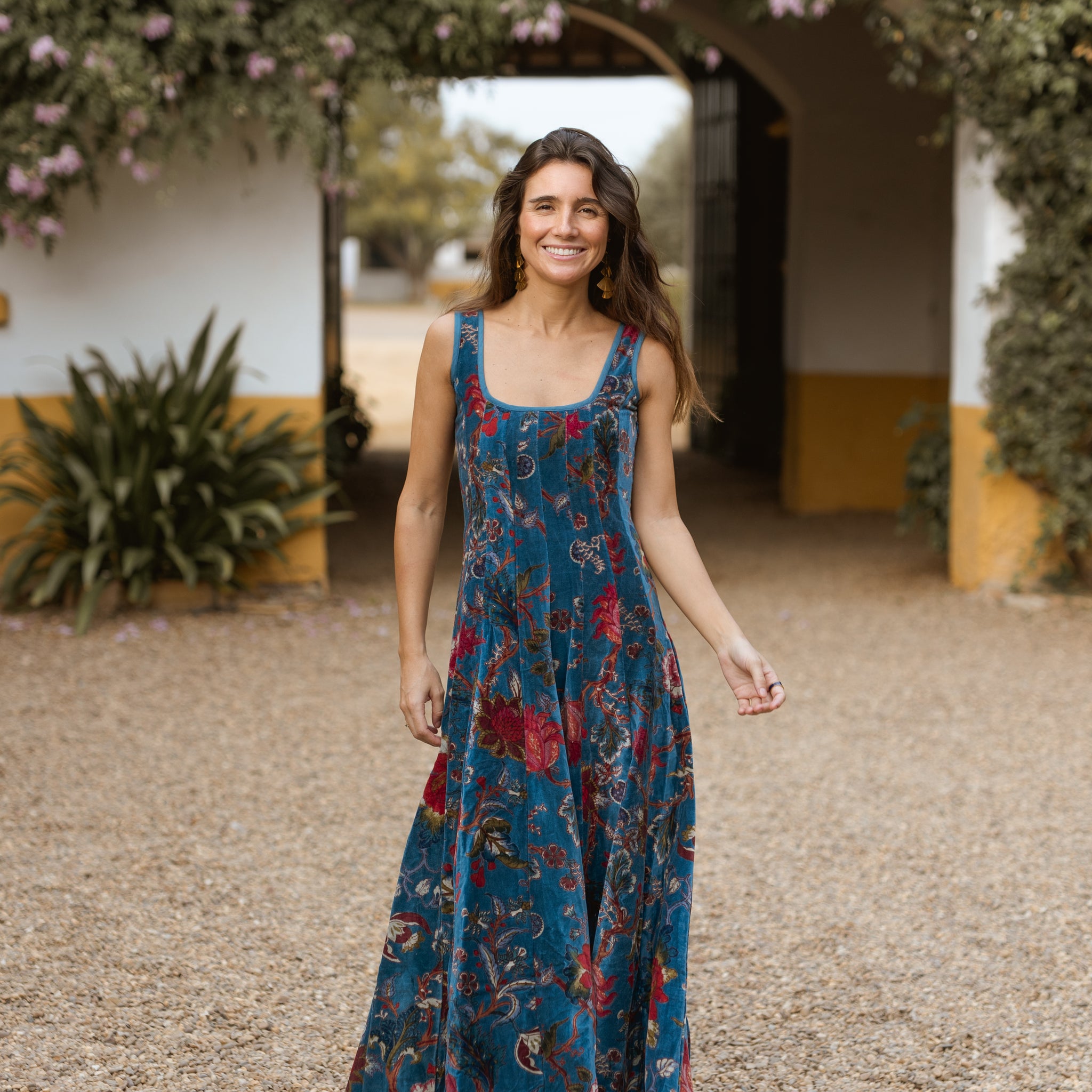 ROBE EN VELOURS BLEU