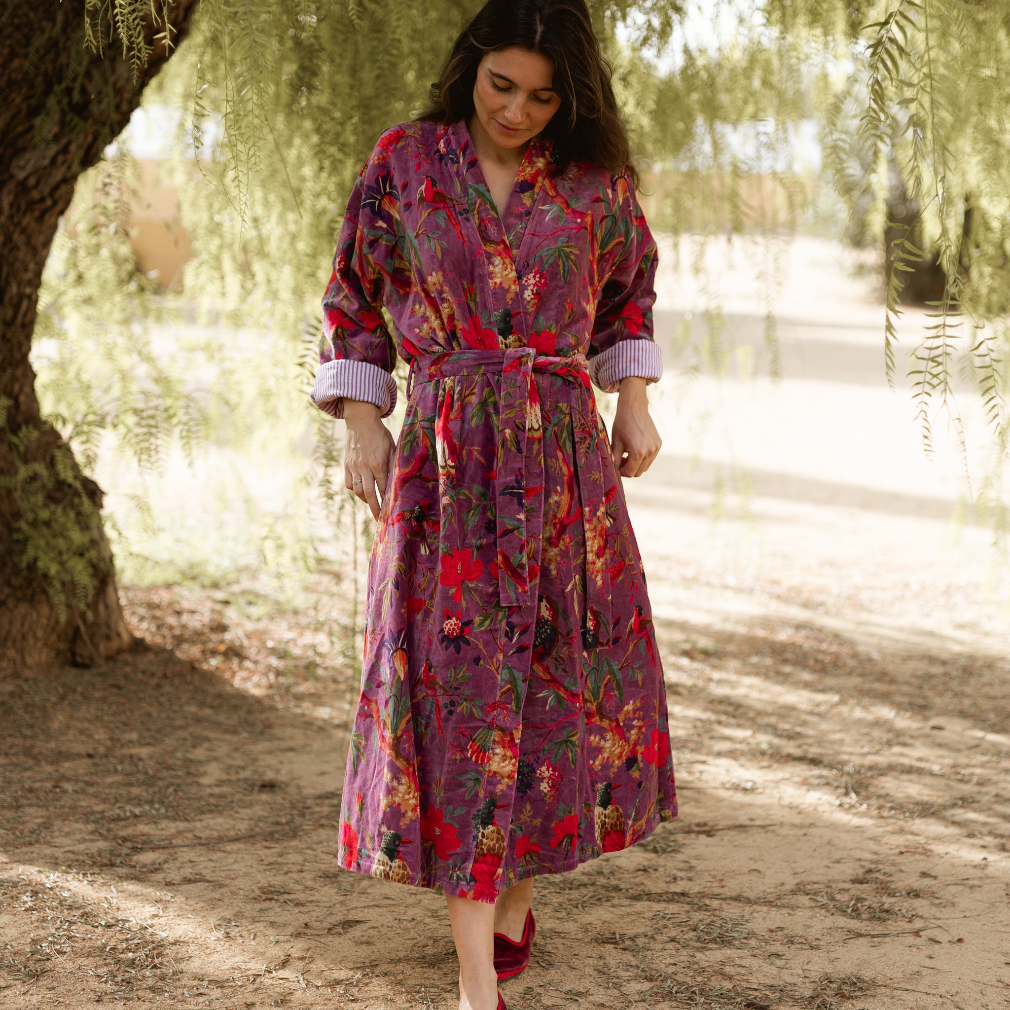 KIMONO TERCIOPELO MALVA