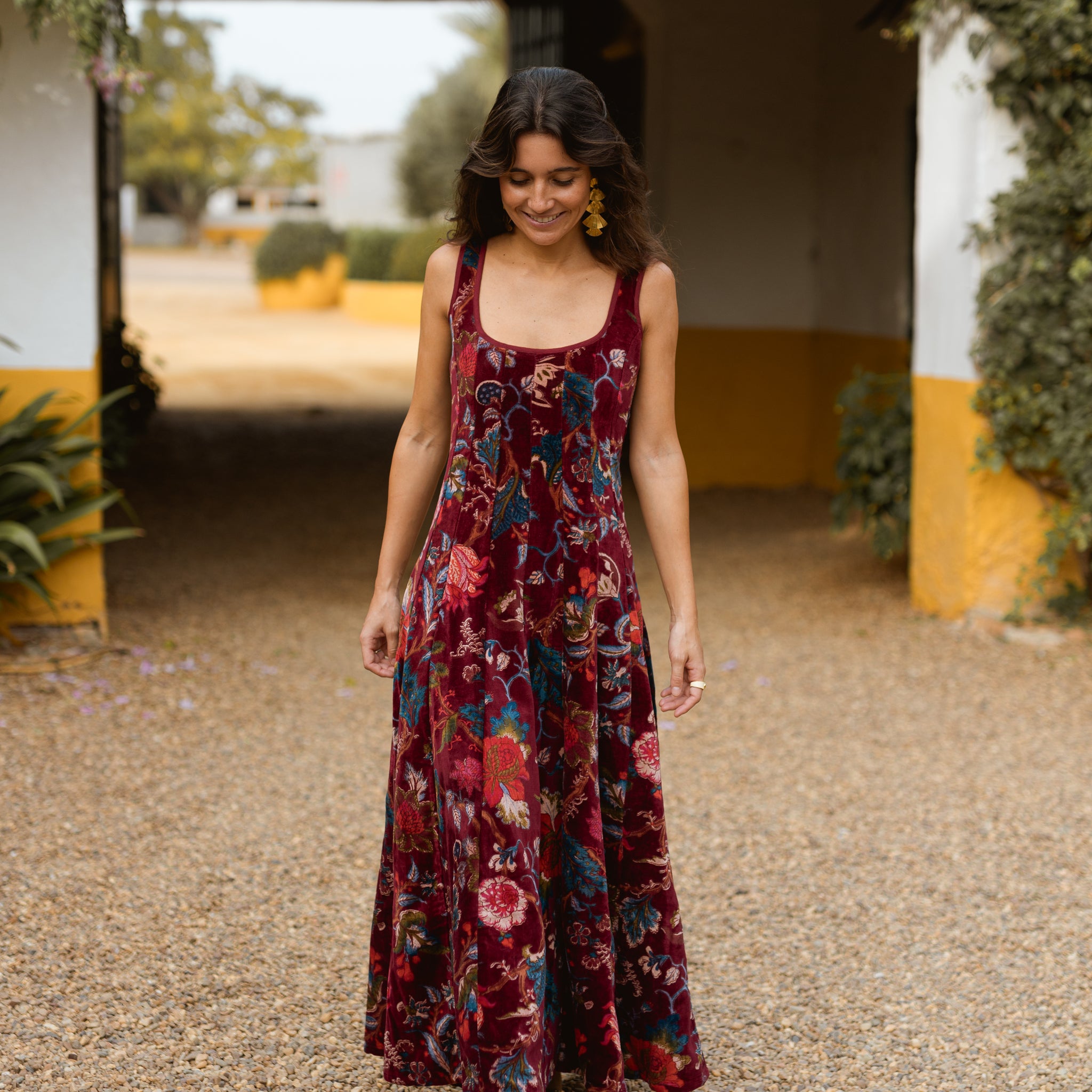 VESTIDO TERCIOPELO BERENJENA