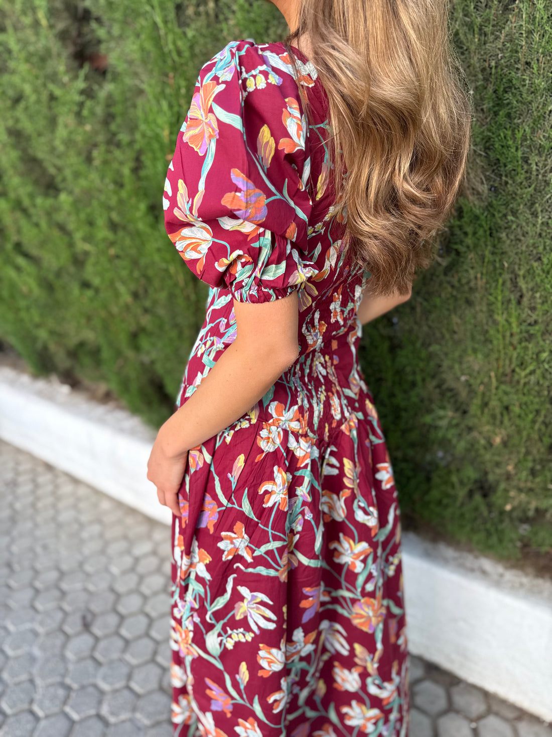 VESTIDO ALGODÓN BURDEOS