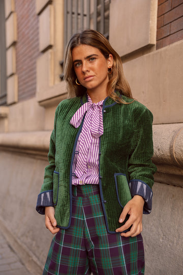 CHAQUETA REVERSIBLE VERDE Y AZUL MARINO