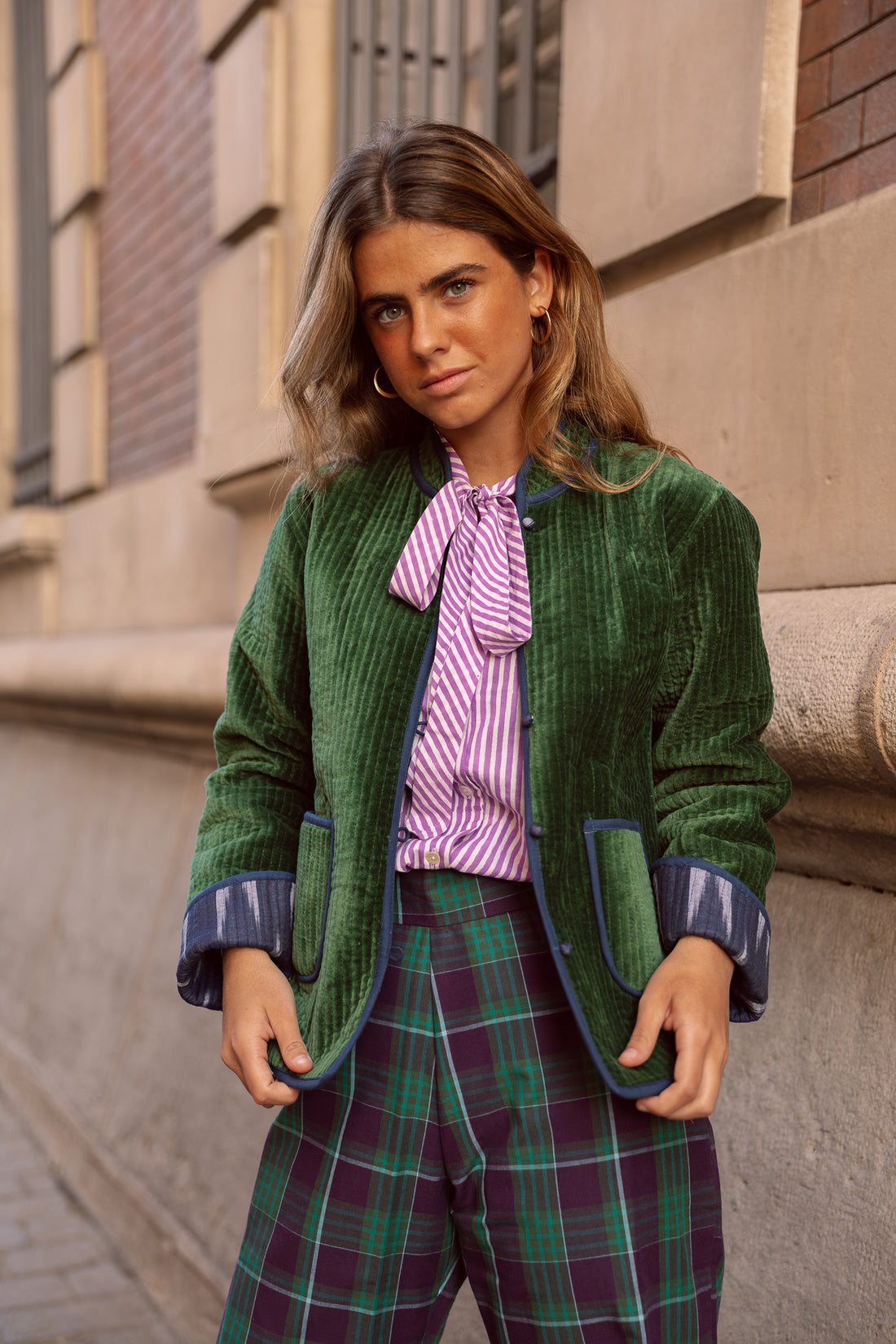 CHAQUETA REVERSIBLE VERDE Y AZUL MARINO