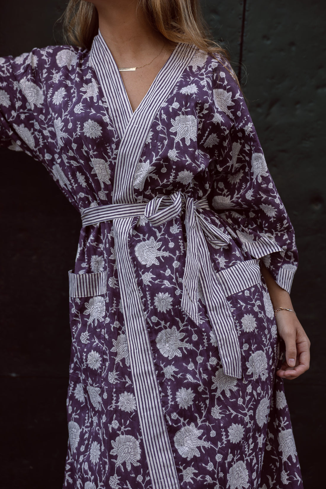 KIMONO ALGODÓN BERENJENA