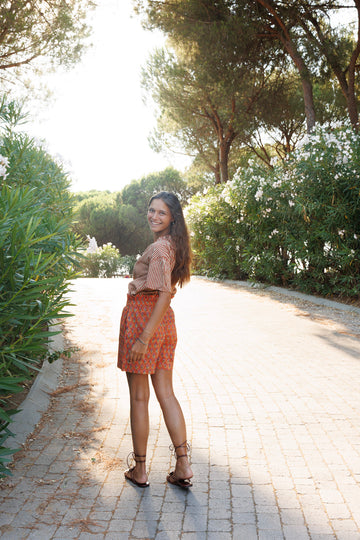 CHEMISE IKAT MARRON