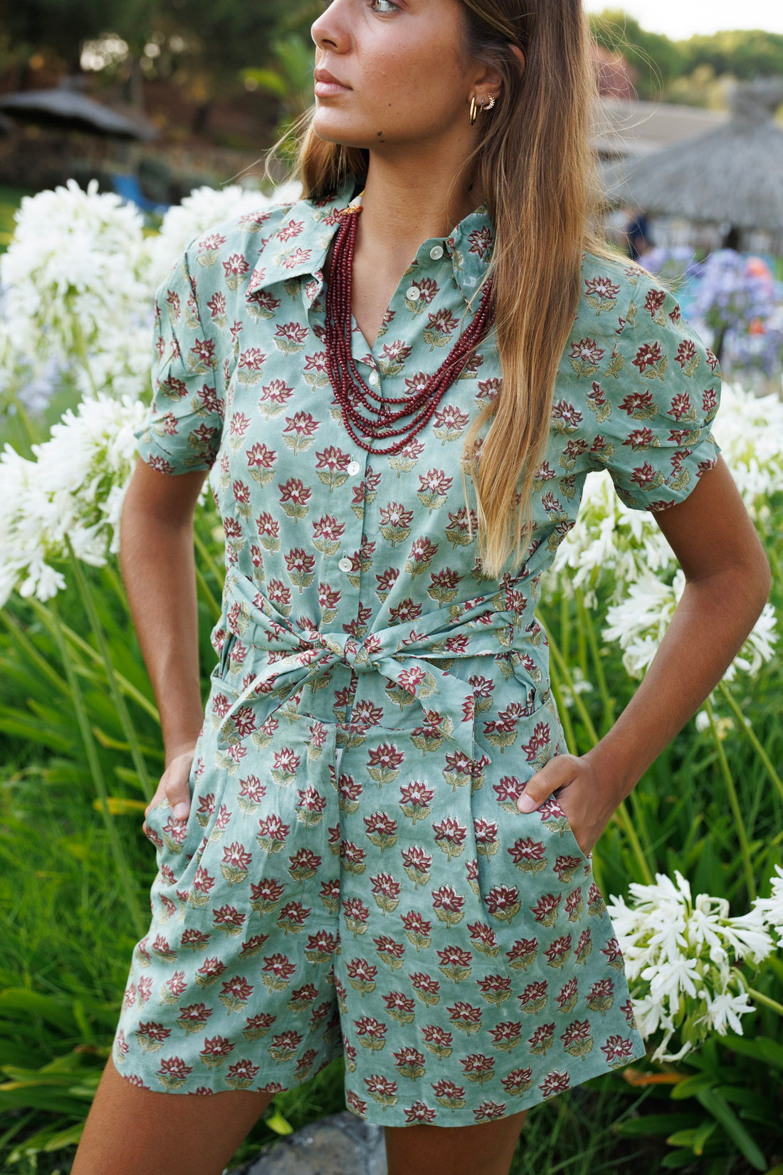 CHEMISE IKAT MARRON
