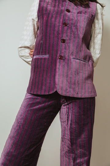 PANTALÓN TERCIOPELO MORADO RAYAS