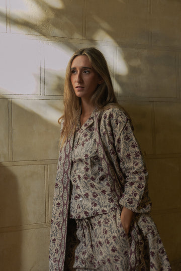 KIMONO FLORES BERENJENA