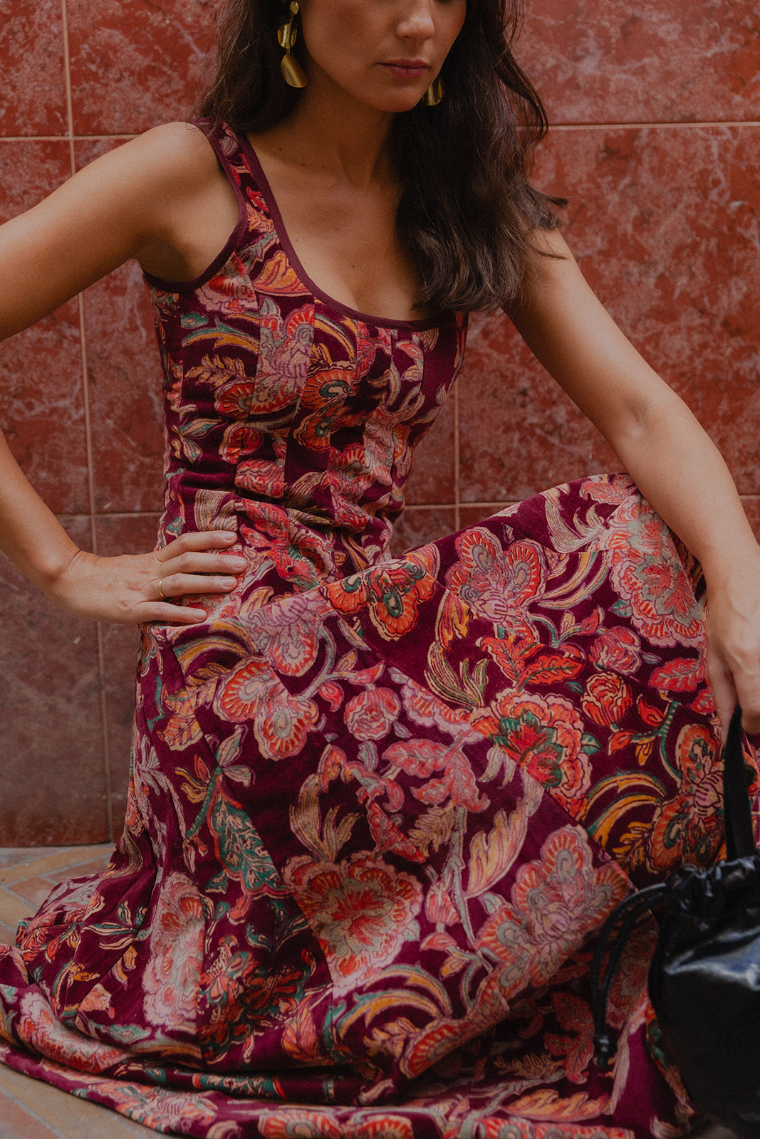 AUBERGINE VELVET DRESS
